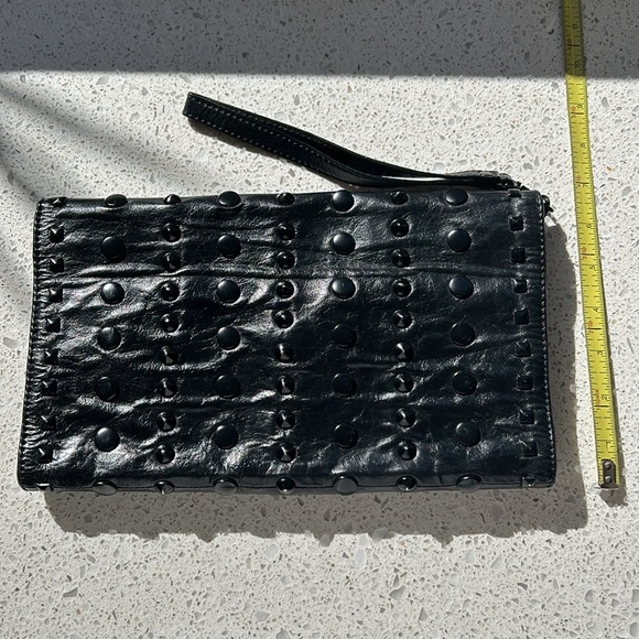 BCBG Black Leather Studded Clutch - Picture 3 of 9